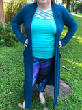 2X Teal Plus Size Pocket Cardigans