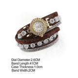 Black Double Wrap Bracelet White Crystals Watch