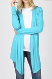 Plus Open Front Ice Blue Long Sleeve Cardigans