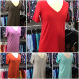 Premium Dark Mauve V Neck Tops