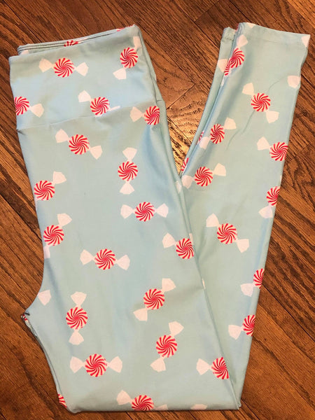 Winter Peppermint Party Custom Leggings