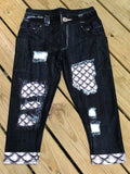 Dragon Scale Pocket Black Denim Print - Custom Legging & Capri - All Sizes