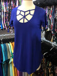 Denim Blue Short Sleeve Cage Tops