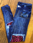 Pink Leopard Denim Printed OS Custom Leggings