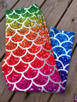 Mermaid Rainbow Glitter Plus Size Custom Capris