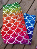 Mermaid Rainbow Glitter Plus Size Custom Capris