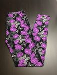 Purple Roses & White Butterflies Leggings