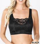 Seamless Black Front Lace Cover Sport Bra