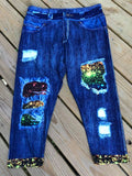 Rainbow Sparkle Denim Printed Leggings & Capri's