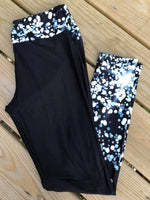 Silver Glitter & Black OS Custom Legging