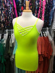 Crisscross Neon Lime Adjustable Strap Cami’s