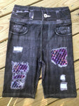 Mermaid Designer Denim Printed Biker Short