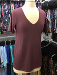 Premium Eggplant V Neck Tops