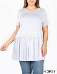 Heather Grey Flowy Ruffle Bottom Tunic Tops