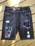 XPlus Custom Designer Denim Printed Biker Short