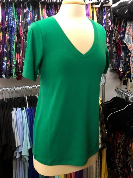 Premium Kelly Green V Neck Tops