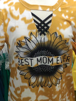 Large Crisscross “Best Mom Ever” Sunflower Tie Dye Top