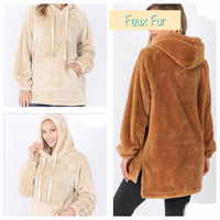 Hooded Faux Fur Pullover Sweatshirt