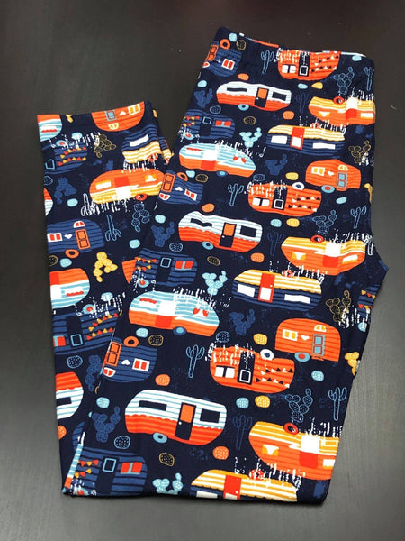 Orange & Turquoise Camper Leggings