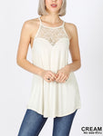 Luxe Cream Lace Paneled Misses High-Halter Top