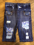 Glitter Designer Denim Printed Biker Short
