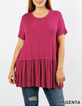 Plus Magenta Ruffle Bottom Tunic Tops