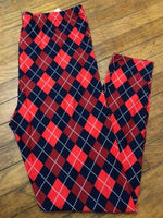 3/5X Navy Red Plaid Standard Leggings.