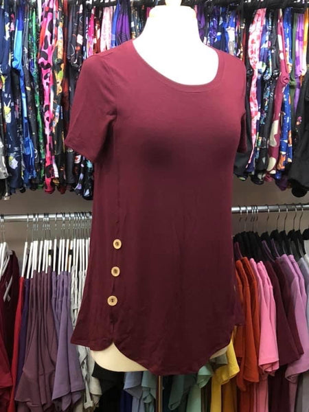 Dark Burgundy Dolphin Button Tops