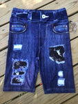 Midnight Flight Designer Denim Printed Biker Short