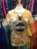 Large Crisscross “Best Mom Ever” Sunflower Tie Dye Top