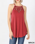 Luxe Brick Lace Paneled Misses High-Halter Top