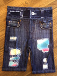 Pastel Tie Dye Designer Denim Printed Biker Short
