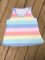 2 Pc Pastel Strips PJ Tank Short Set