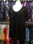 Black V Neck Tunic Pocket Tops