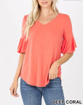 Ash Coral Waterfall Sleeve Top