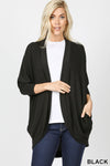 Black 3/4 Sleeve Pocket Cocoon Cardigans