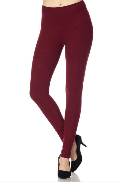 Yoga Plus Solid Burgundy Standard Leggings