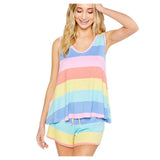 2 Pc Pastel Strips PJ Tank Short Set