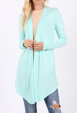 Open Front Aqua Marine Long Sleeve Cardigans