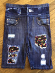 Rainbow Sparklers Designer Denim Printed Biker Short