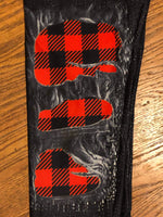 Red Buffalo Plaid Black Denim Printed Custom Leggings