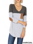 2 Tone Charcoal Quarter Sleeve Top