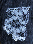 Black Lace Denim Printed Designer - Custom Legging & Capri - OS