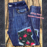 Rose Garden XPlus Blue Denim Printed Custom Leggings