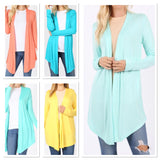 Plus Open Front Ice Blue Long Sleeve Cardigans