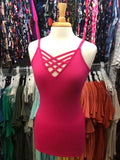 Crisscross Hot Pink Adjustable Strap Cami’s