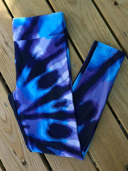 Purple & Blue Tie Dye Custom Leggings