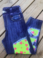 My Neon Heart Denim Printed Custom Capris