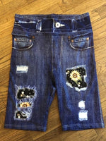 Bee Happy OS Custom Designer Denim Printed Biker Short