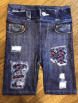 Blue Butterflies OS Custom Designer Denim Printed Biker Short